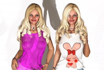 Картинка 3д+графика люди+ people девушки фон взгляд улыбка