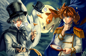 Картинка аниме животные +существа парни арт