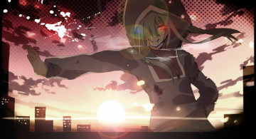 Картинка аниме kagerou+project арт vocaloid kagerou project aiharafu kido tsubomi капюшон взгляд город