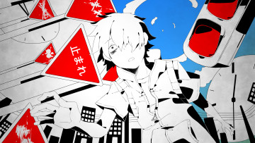Картинка аниме kagerou+project парень арт shizu 9394marimo vocaloid здания горд kagerou project amamiya hibiya