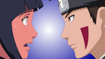 Картинка аниме naruto inuzuka kiba девушка hyuuga hinata парень фон взгляд
