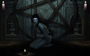 Картинка 3д+графика существа+ creatures фон свечи взгляд эльфийка