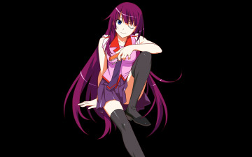 Картинка аниме bakemonogatari форма senjougahara hitagi степлер фон взгляд девушка