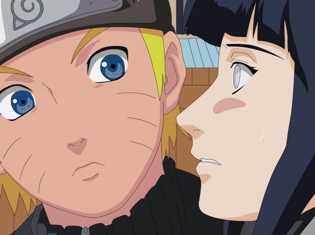 Обои картинки фото аниме, naruto, uzumaki, hyuuga, hinata, фон, взгляд, парень
