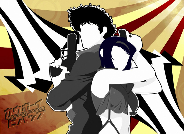 Обои картинки фото аниме, cowboy bebop, пистолет, оружие, valentine, faye, spiegel, spike