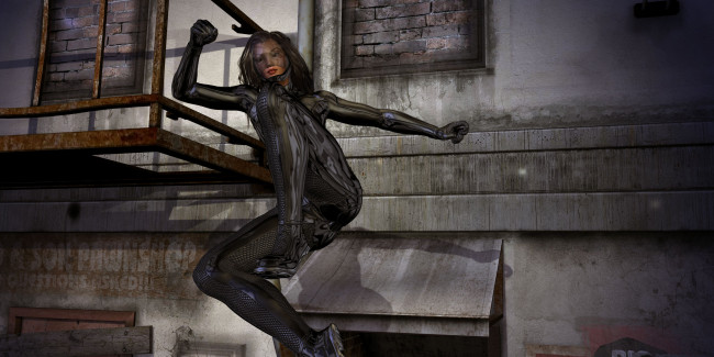 Обои картинки фото 3д графика, фантазия , fantasy, девушка, поза, взгляд, фон