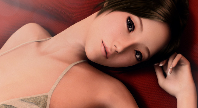 Обои картинки фото 3д графика, портрет , portraits, фон, взгляд, девушка