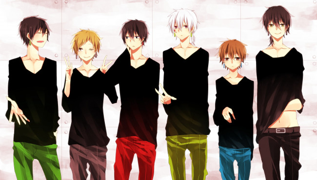 Обои картинки фото аниме, kagerou project, motakichi, kisaragi, shintaro, seto, kousuke, арт, парни, amamiya, hibiya, kagerou, project, konoha, kano, shuuya, dark