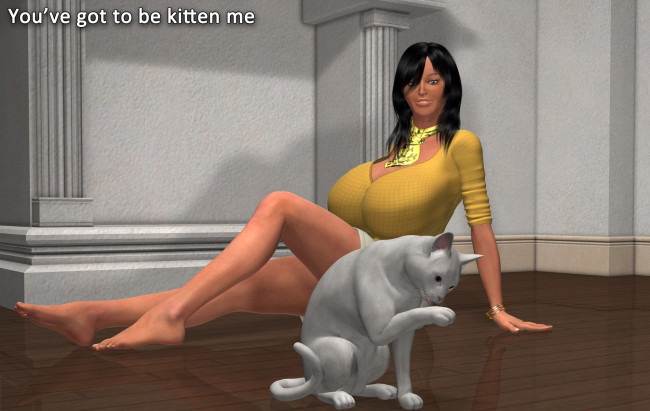 Обои картинки фото 3д графика, люди , people, кот, фон, взгляд, девушка