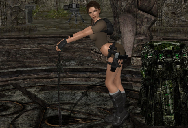 Обои картинки фото 3д графика, фантазия , fantasy, взгляд, фон, оружие, девушка