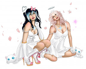 Картинка рисованное комиксы девушки фон игрушки взгляд