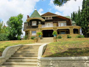 Картинка америка города лос-анджелес+ сша облака деревья ступени