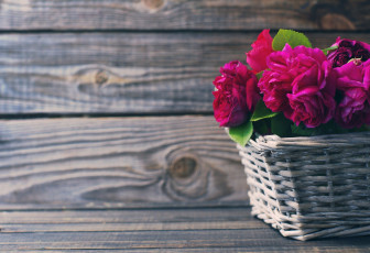Картинка цветы розы корзина красный