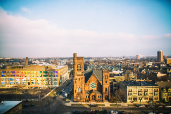 Картинка города -+панорамы машины здания