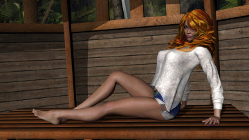 Картинка 3д+графика люди+ people девушка взгляд фон