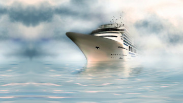 Картинка корабли рисованные арт океан чайки корабль море вода