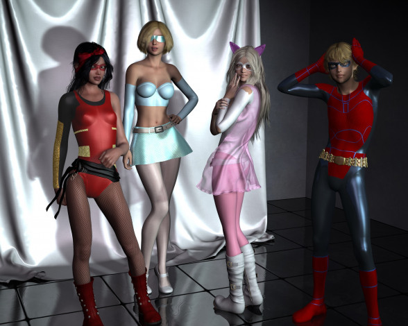 Обои картинки фото 3д графика, люди , people, девушки, взгляд, фон