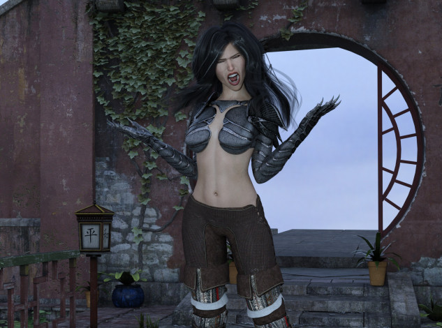 Обои картинки фото 3д графика, существа , creatures, фон, взгляд, девушка