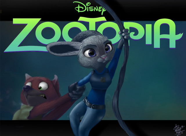 Обои картинки фото мультфильмы, zootopia, judy, hopps, дисней, арт, nick, wilde