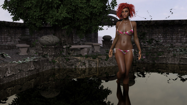 Обои картинки фото 3д графика, люди , people, взгляд, фон, девушки