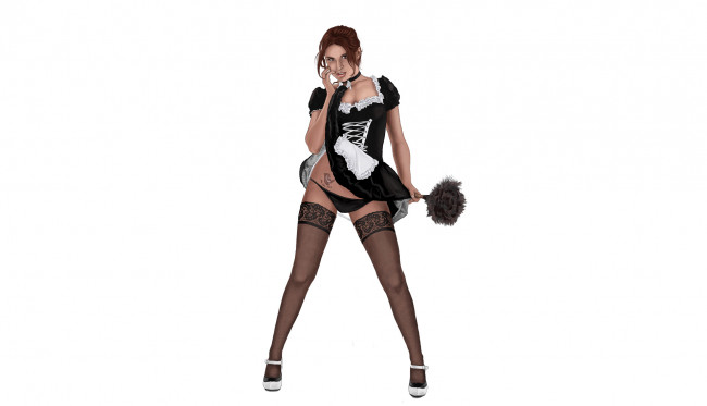 Обои картинки фото рисованное, люди, тату, девушка, униформа, взгляд, фон