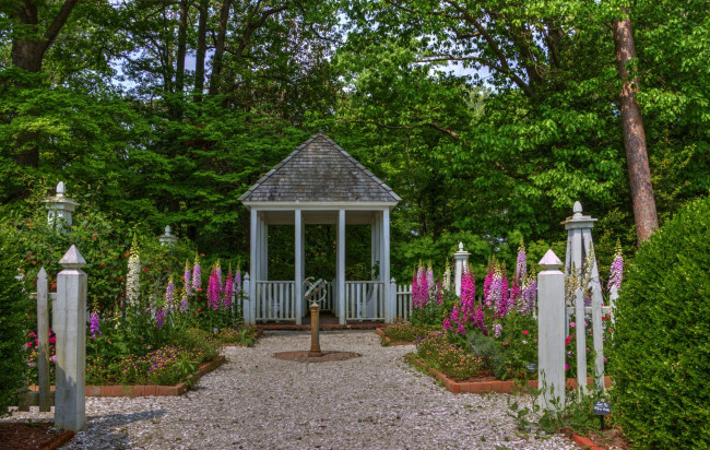 Обои картинки фото разное, садовые и парковые скульптуры, деревья, цветы, камешки