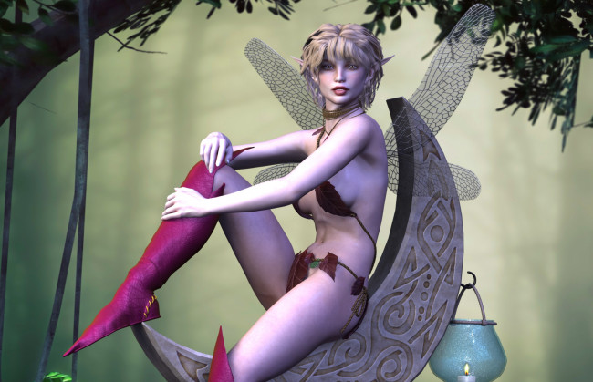 Обои картинки фото 3д графика, эльфы , elves, девушка, взгляд, фон