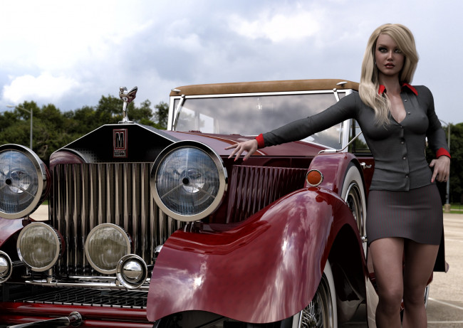 Обои картинки фото 3д графика, люди-авто, мото , people- car ,  moto, взгляд, девушка, фон