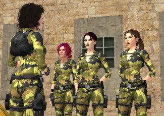 обоя 3д графика, армия , military, фон, девушки, взгляд