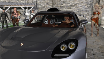 Картинка 3д+графика люди-авто мото+ people-+car+ +moto фон взгляд девушки