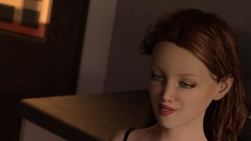 Картинка 3д+графика портрет+ portraits фон взгляд девушка