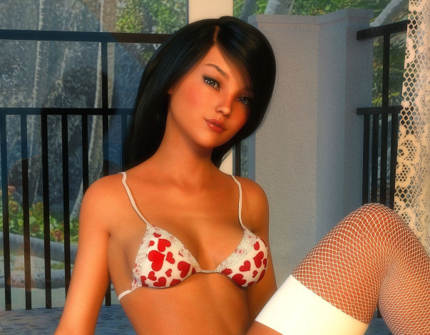 Обои картинки фото 3д графика, люди , people, фон, взгляд, девушка