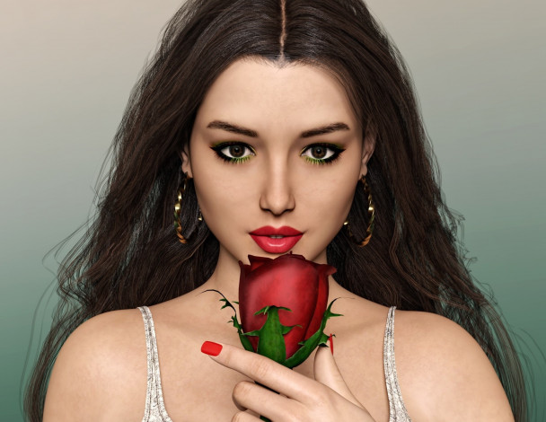 Обои картинки фото 3д графика, люди , people, взгляд, девушка, фон