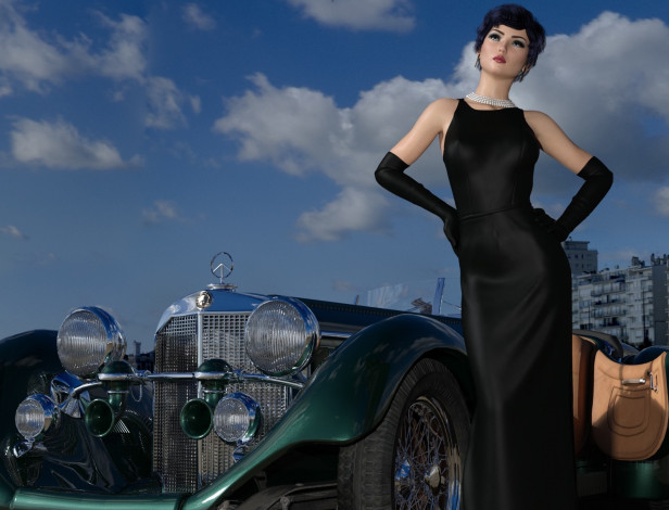 Обои картинки фото 3д графика, люди-авто, мото , people- car ,  moto, девушка, фон, взгляд