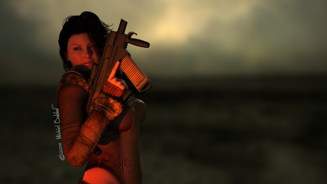 Обои картинки фото 3д графика, фантазия , fantasy, фон, взгляд, девушка