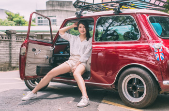 обоя автомобили, -авто с девушками, фон, взгляд, девушка, автомобиль