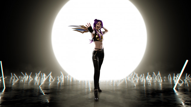 Обои картинки фото девушки, - креатив,  косплей, костюм, луна, жест