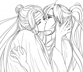 Картинка аниме mo+dao+zu+shi вэй усянь лань ванцзы поцелуй