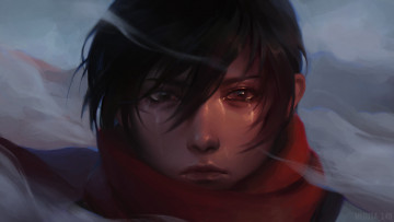 Картинка аниме shingeki+no+kyojin лицо слезы шарф