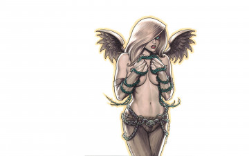 Картинка рисованное joseph+michael+linsner девушка крылья цепи шипы