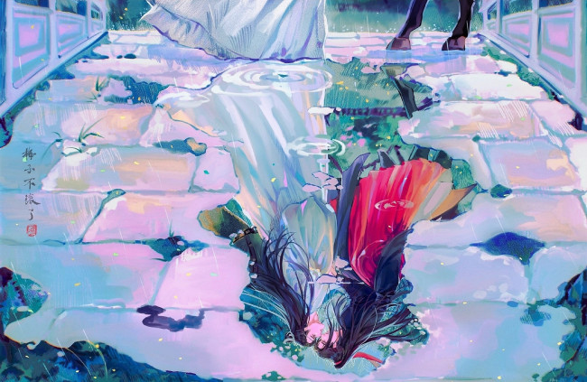 Обои картинки фото аниме, mo dao zu shi, вэй, усянь, лань, ванцзы, лужа, копыта