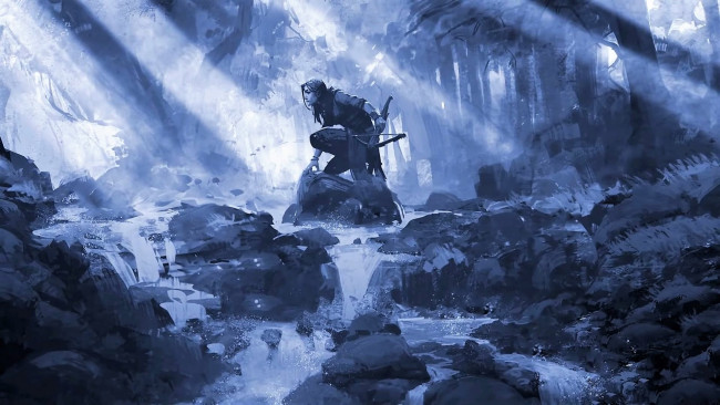 Обои картинки фото видео игры, hood,  outlaws & legends, девушка, лес, ручей