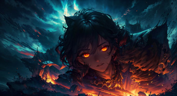 Картинка аниме магия +колдовство +halloween нейросети графика нейроарт ai art нейронные сети рисунки нейро искусство