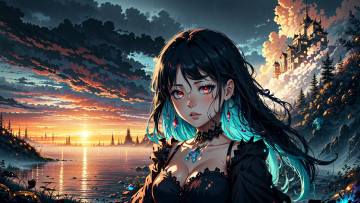 Картинка аниме пейзажи +природа нейросети графика нейроарт ai art нейронные сети рисунки нейро искусство