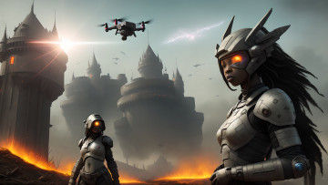 Картинка фэнтези роботы +киборги +механизмы нейросети графика нейроарт ai art нейронные сети рисунки нейро искусство робот