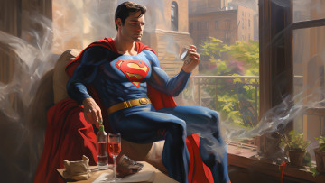 Картинка рисованное комиксы нейросети графика нейроарт ai art нейронные сети рисунки нейро искусство супермен superman