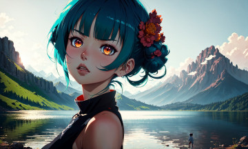 Картинка аниме пейзажи +природа нейросети графика нейроарт ai art нейронные сети рисунки нейро искусство