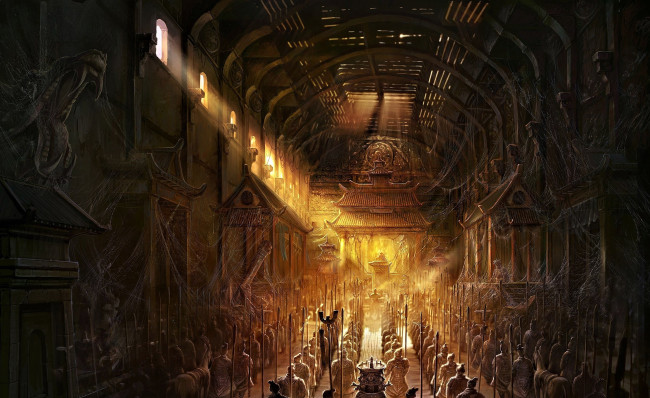 Обои картинки фото видео игры, battle of the immortals, зал, паутина, армия