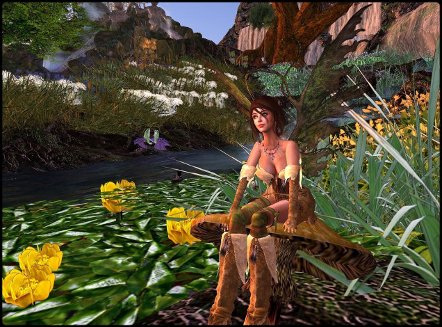 Обои картинки фото 3д, графика, elves, эльфы, кувшинки, гриб, пруд, фея