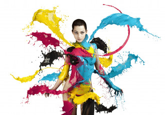 Картинка -Unsort+Креатив девушки unsort креатив краска разноцветный ню брюнетка